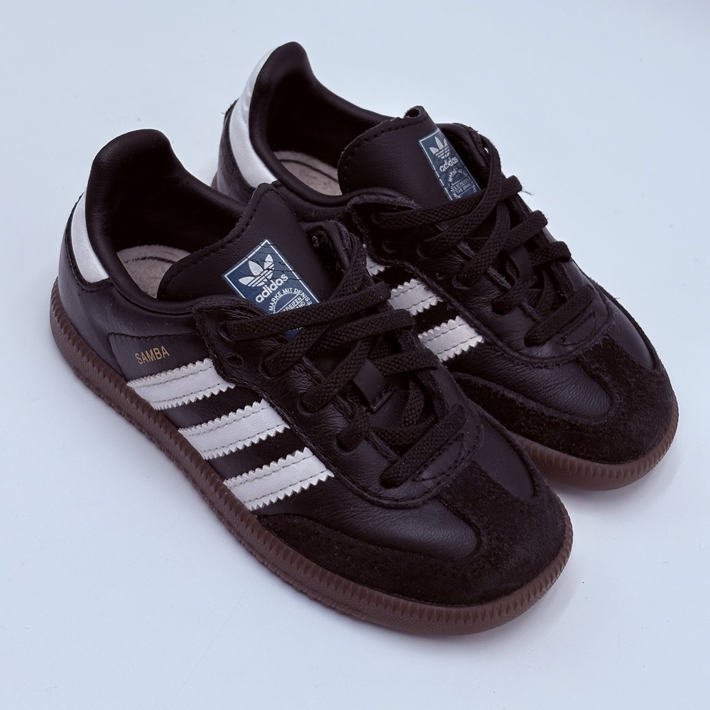 Adidas Samba OG Boys Size 7.5K Black White Gum Athletic Leather Shoes Sneakers